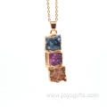 Fashion Jewelry Gilding Three Color Crystal Cluster Necklace with Gold Chain